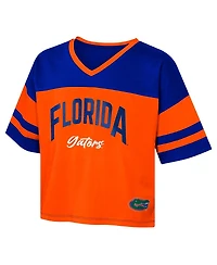 Outerstuff Big Girls Royal Florida Gators The Playmaker Sleeve Stripe V-Neck Jersey T-Shirt