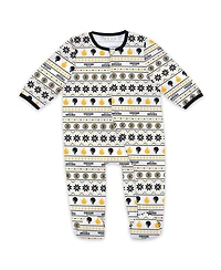 Wear by Erin Andrews Newborn 2-Piece Boston Bruins Allover Print Full-Zip Sleeper and Bib Christmas Set