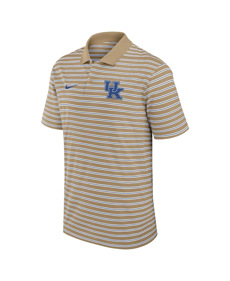 Nike Men's Tan Kentucky Wildcats Athletic Prep Striped Performance Polo Shirt