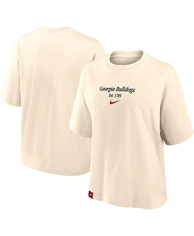 Nike Women's Tan Georgia Bulldogs Established Tag Boxy T-Shirt