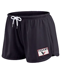 Wear by Erin Andrews Women's 2-Piece Navy Houston Texans Heavy Rugby Jersey Long Sleeve T-Shirt and Shorts Lounge Set