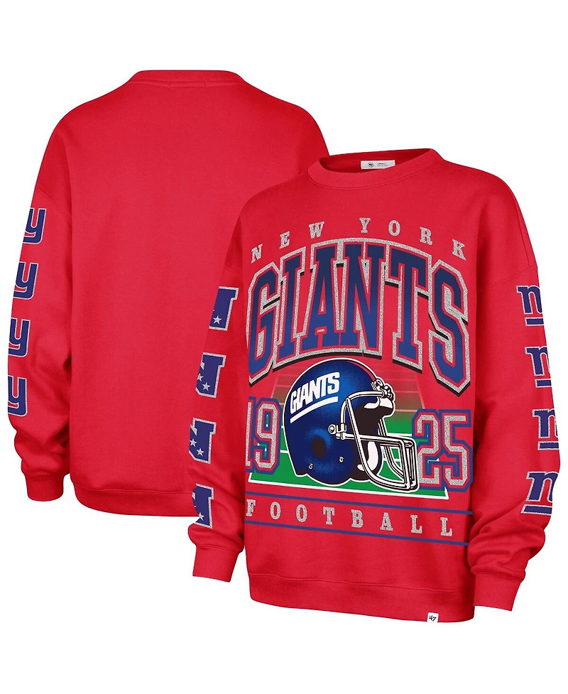 '47 Brand Women's Red New York Giants Go Big Oversized Pullover Sweatshirt