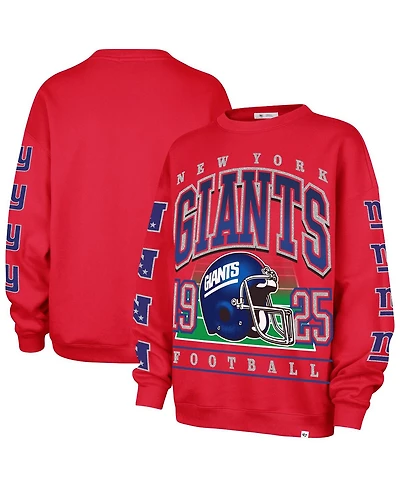 '47 Brand Women's Red New York Giants Go Big Oversized Pullover Sweatshirt