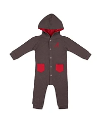 Colosseum Baby Boys and Girls Charcoal Alabama Crimson Tide Zando-Zan Waffle Full-Snap Hooded Romper