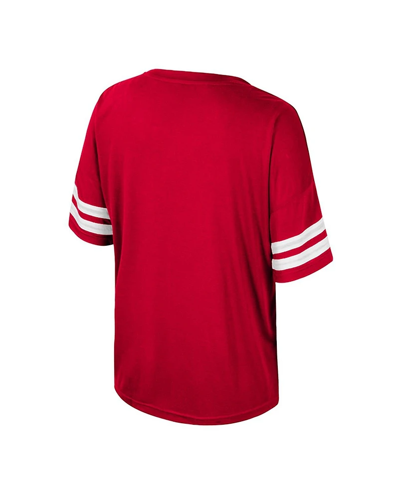 Colosseum Women's Red Wisconsin Badgers Treasure Oversized Sequin T-Shirt