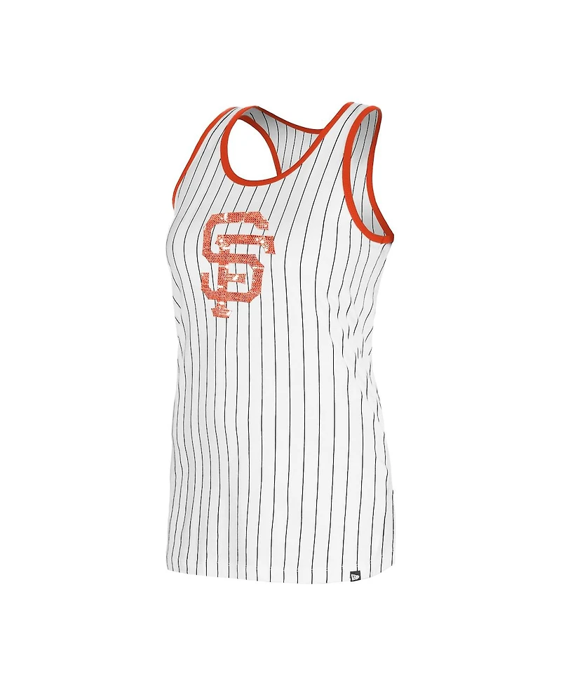 New Era Women's White San Francisco Giants Gameday Pinstripe Tank Top