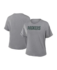 Fanatics Women's Heather Gray Green Bay Packers Swing Pass Tri-Blend Boxy T-Shirt