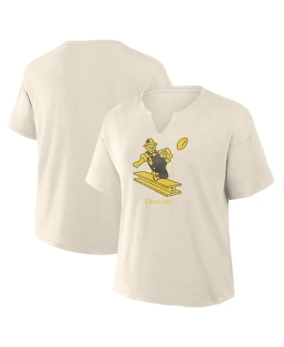 Fanatics Women's Cream Pittsburgh Steelers Trick Play Slub Boxy T-Shirt