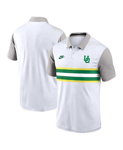 Nike Men's White/Gray Oregon Ducks Athletic Prep Legacy Logo Vapor Performance Polo Shirt