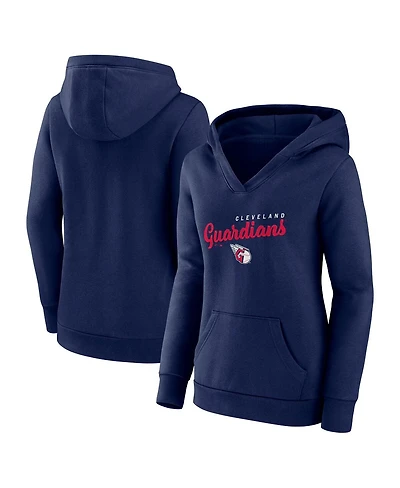 Logo Athletic Women's Navy Cleveland Guardians Triumphant V-Neck Pullover Hoodie
