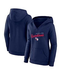 Logo Athletic Women's Navy Cleveland Guardians Triumphant V-Neck Pullover Hoodie
