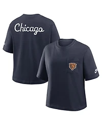 Nike Women's Navy Chicago Bears Rewind Pocket Boxy T-Shirt