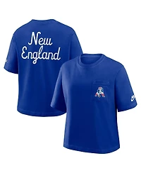 Nike Women's Navy New England Patriots Rewind Pocket Boxy T-Shirt