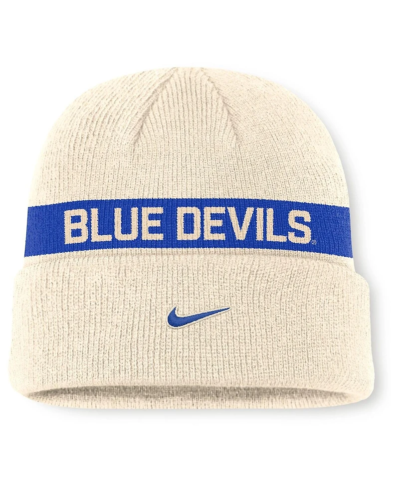 Nike Men's Natural Duke Blue Devils Peak Primetime Utility Cuffed Knit Hat