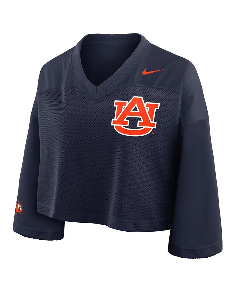 Nike Women's Navy Auburn Tigers Cropped Mesh Fashion Jersey