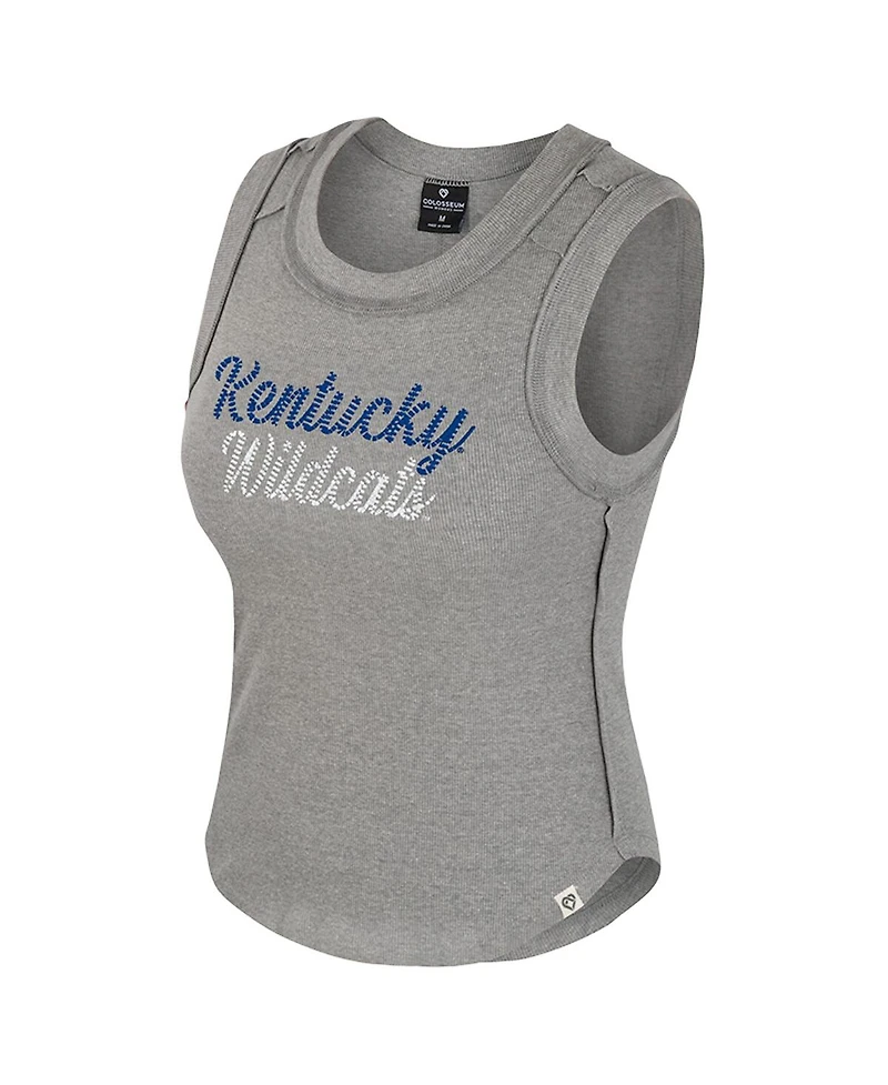 Colosseum Women's Heather Gray Kentucky Wildcats Beach You Ribbed Tri-Blend Tank Top