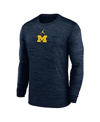 Jordan Men's Navy Michigan Wolverines 2025 Sideline Velocity Performance Long Sleeve T-Shirt