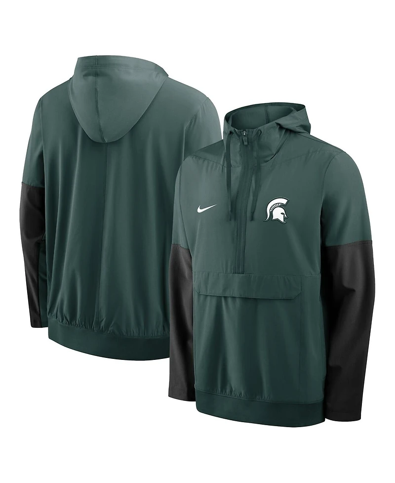 Nike Men's Green Michigan State Spartans Anorak Half-Zip Hoodie Jacket