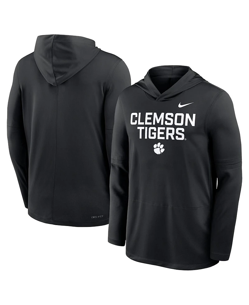 Nike Men's Black Clemson Tigers 2025 Sideline Performance Long Sleeve Hoodie T-Shirt