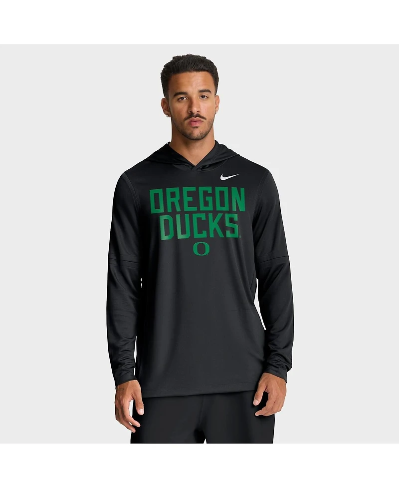 Nike Men's Oregon Ducks 2025 Sideline Performance Long Sleeve Hoodie T-Shirt