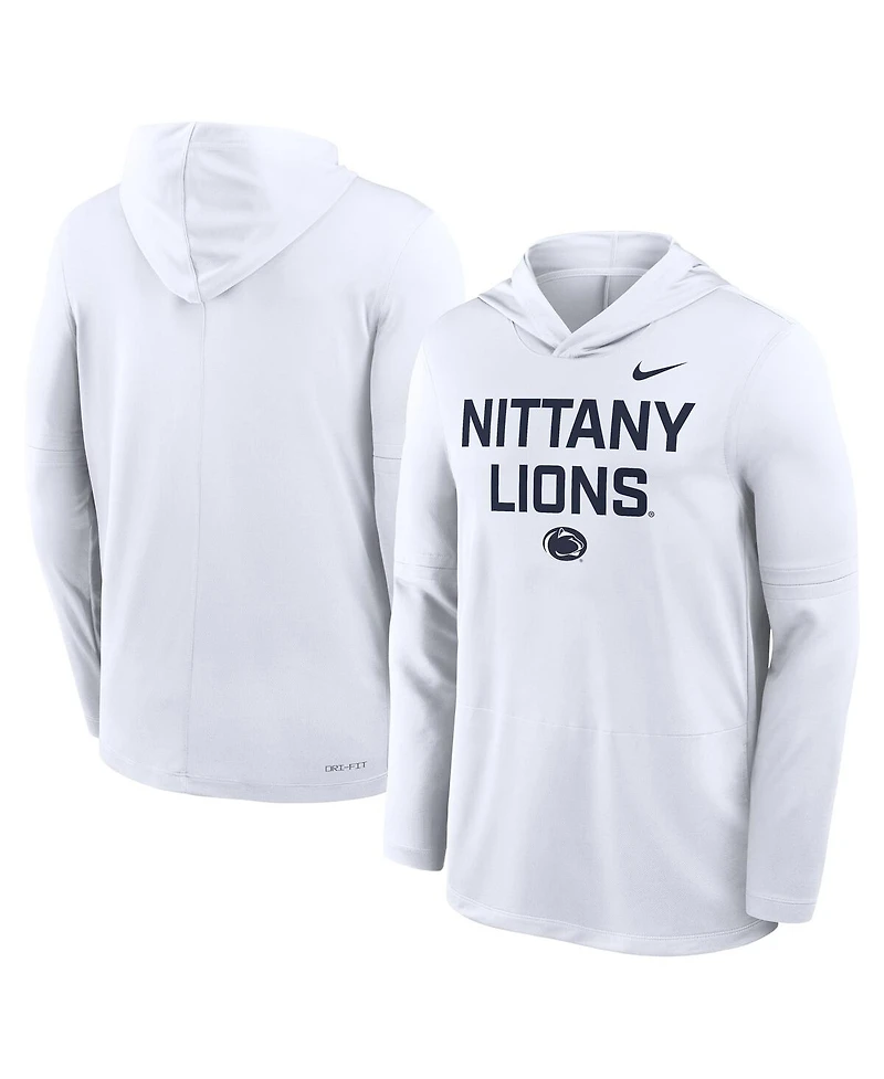 Nike Men's White Penn State Nittany Lions 2025 Sideline Performance Long Sleeve Hoodie T-Shirt