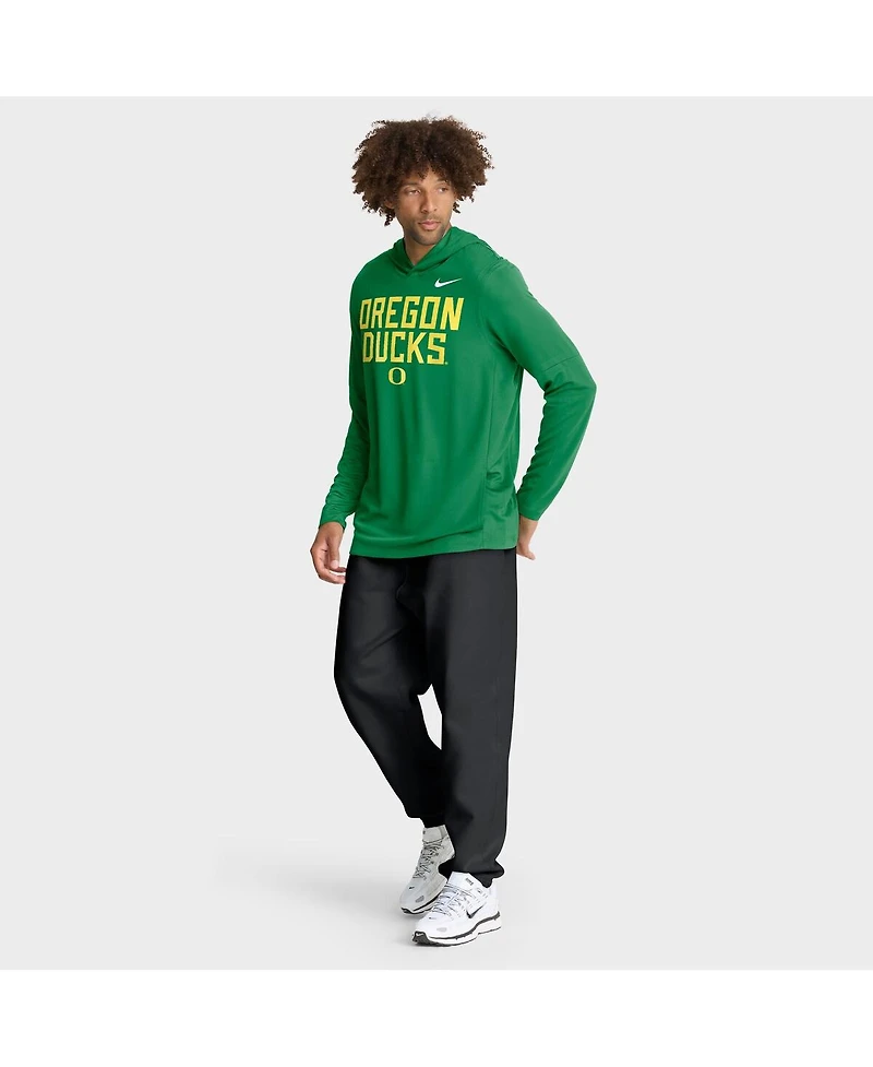 Nike Men's Green Oregon Ducks 2025 Sideline Performance Long Sleeve Hoodie T-Shirt