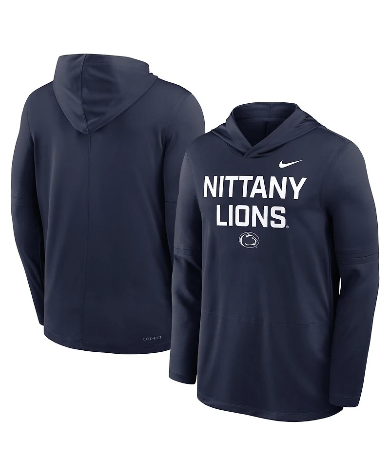 Nike Men's Navy Penn State Nittany Lions 2025 Sideline Performance Long Sleeve Hoodie T-Shirt