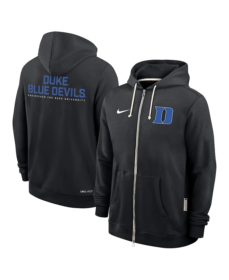Nike Men's Black Duke Blue Devils 2025 Sideline Standard Issue Dri-fit Full-Zip Hoodie