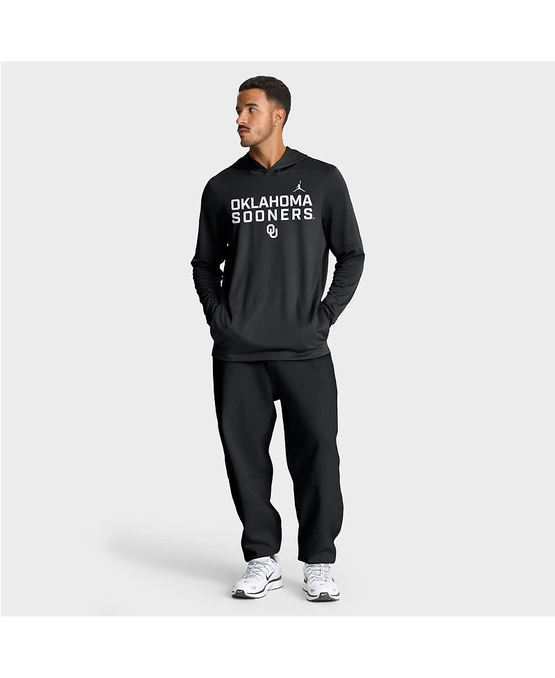 Jordan Men's Black Oklahoma Sooners 2025 Sideline Performance Long Sleeve Hoodie T-Shirt