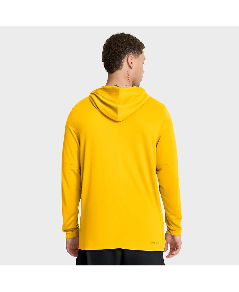 Jordan Men's Maize Michigan Wolverines 2025 Sideline Performance Long Sleeve Hoodie T-Shirt