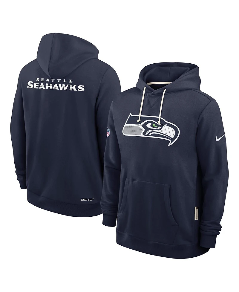 Nike Men's College Navy Seattle Seahawks Sideline Standard Issue Initial Home Dri-fit Hoodie