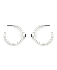 Steve Madden Faux Stone Gem Watch Chain Hoop Earrings