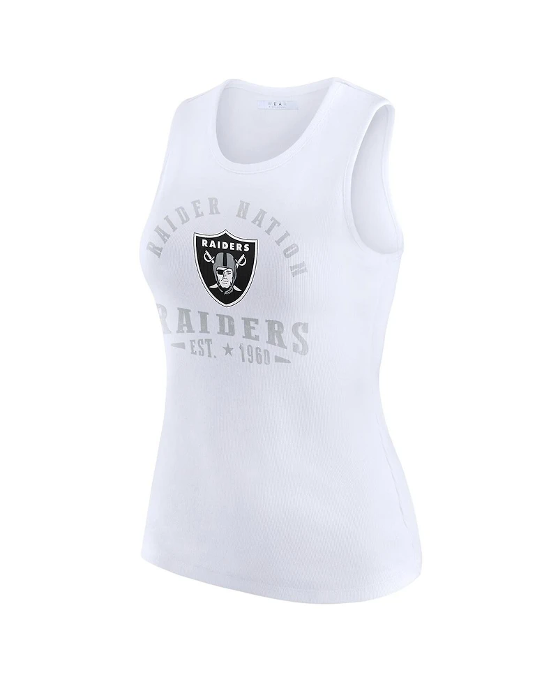 Wear by Erin Andrews Women's White Las Vegas Raiders Ribbed Graphic Tank Top