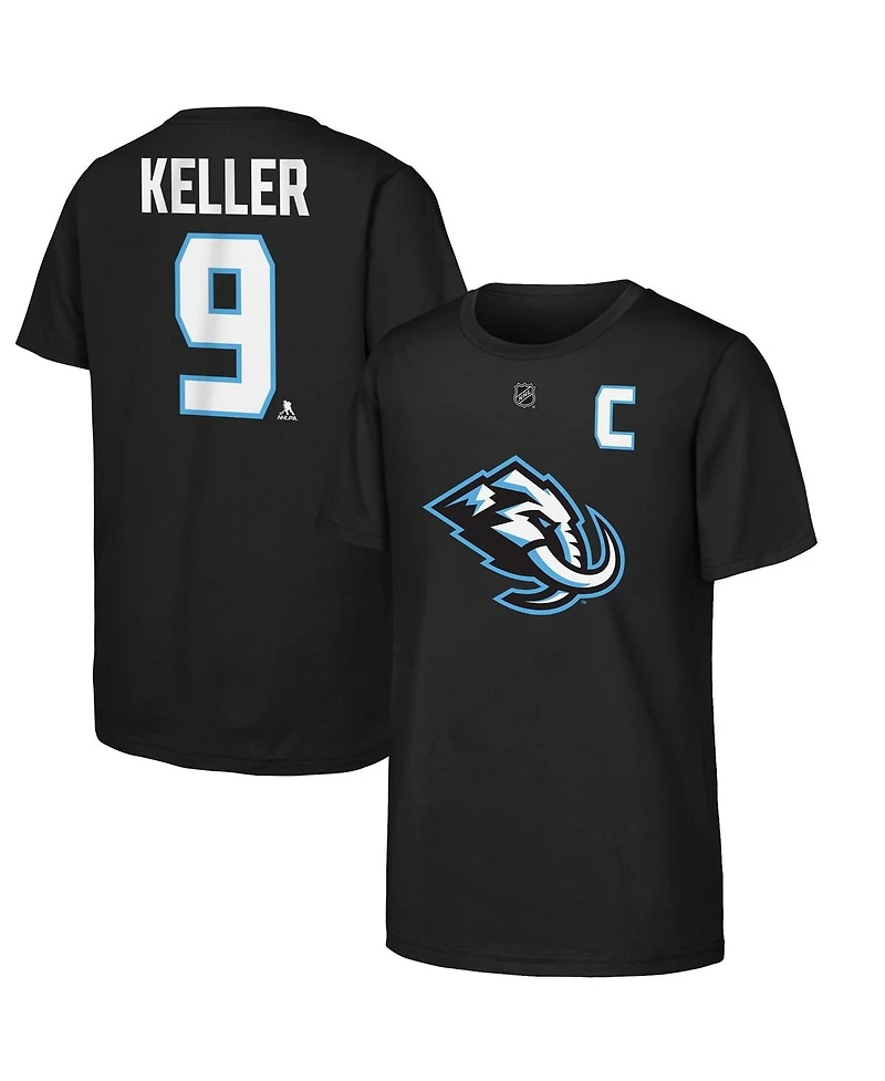 Outerstuff Big Boys and Girls Clayton Keller Black Utah Mammoth Captain Patch Name Number T-Shirt