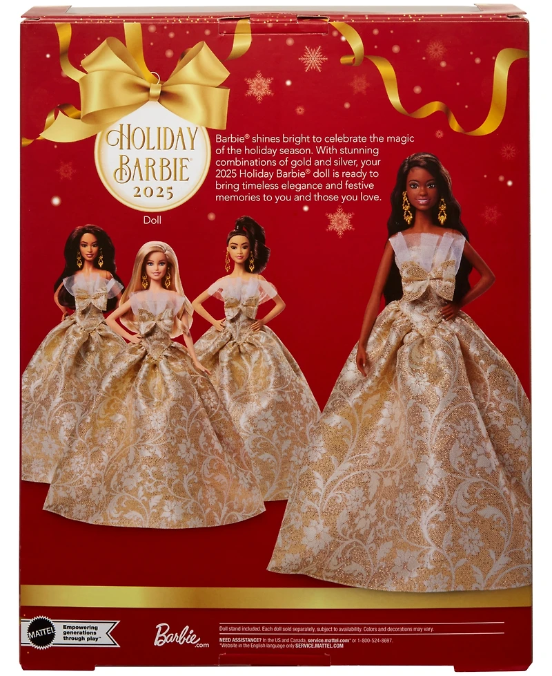 Barbie 2025 Holiday Barbie Doll Black Hair
