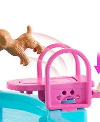 Barbie Dream Pool Playset with Slide and Bubbling Hot Tub 20 Plus Accessories Including Pet