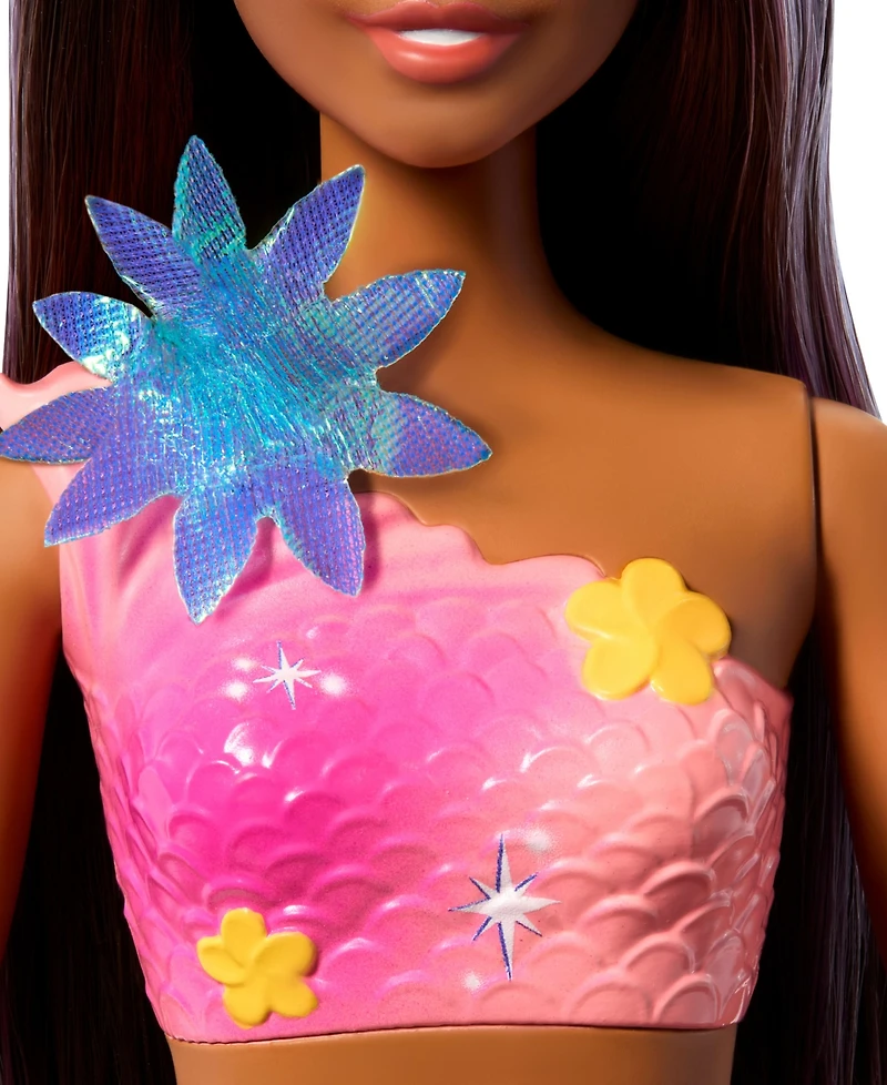 Barbie Flower Magic Mermaid Toy Doll with Surprise Blooming Flowers Feature and Headband Accessory