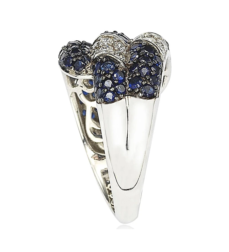 Suzy Levian New York Suzy Levian Sterling Silver Sapphire & Created White Sapphire Swirling Ring