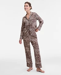 I.n.c. International Concepts Women's Printed Satin Long Pajama Set, Macy's Exclusive