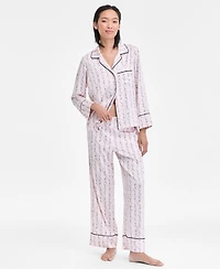 I.n.c. International Concepts Women's Printed Satin Long Pajama Set, Macy's Exclusive