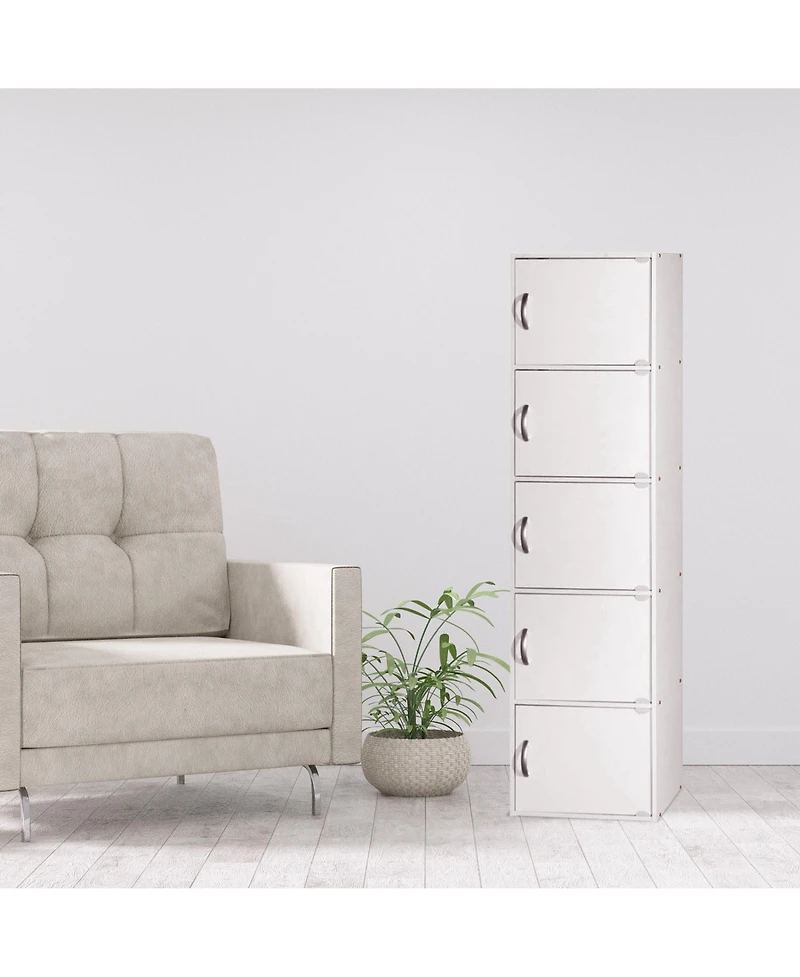 Hodedah 5 Shelf Home and Office Enclosed Organization Storage Cabinet, White