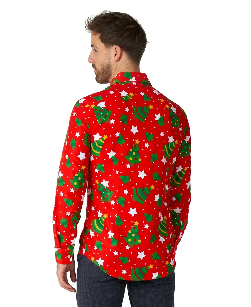 Suitmeister Men's Christmas Dress Shirt - Festive X- Mas Outfit Slim Fit Green Long sleeve
