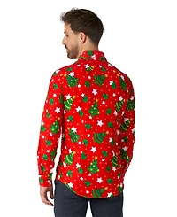 Suitmeister Men's Christmas Dress Shirt - Festive X- Mas Outfit Slim Fit Green Long sleeve