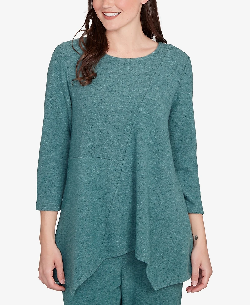 Ruby Rd. Petite Solid Spliced Cozy Knit Top