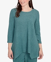 Ruby Rd. Petite Solid Spliced Cozy Knit Top