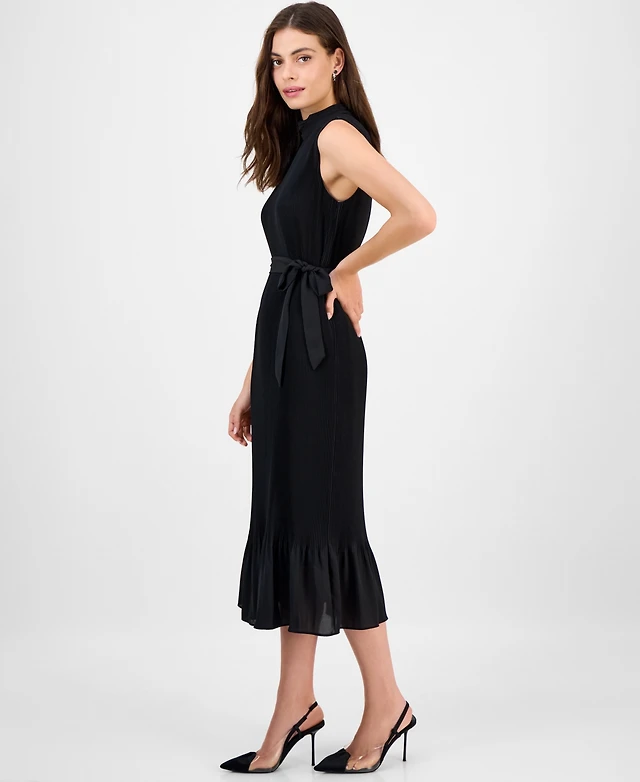 sam edelman women's mixed-media sleeveless pleated dress Sam Edelman Women's Sleeveless Pleated Midi Dress