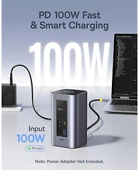 Baseus Docking Station Dual Monitor, Nomos Win Air 12 in 1 Laptop Dock, 24K Hdmi, 10Gbps Usb Ports, 1Gbps Ethernet, Pd 100W(No Power Adapter), Usb C D