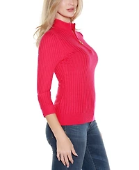 Belldini Women's Ribbed Quarter-Zip Sweater