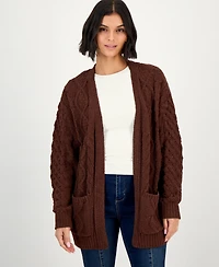 Hooked Up by Iot Juniors' Cable-Knit Open Cardigan