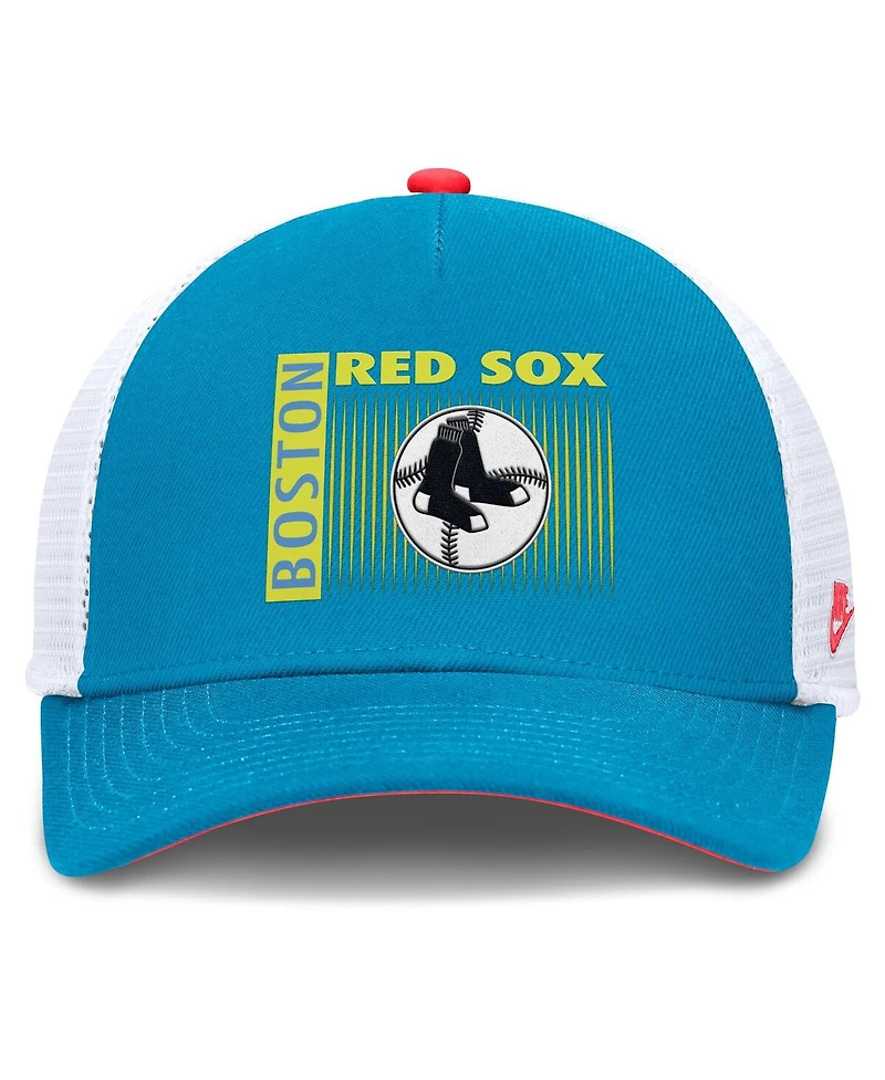 Nike Men's Teal Boston Red Sox Neon 90s Rise Structured Performance Adjustable Trucker Hat